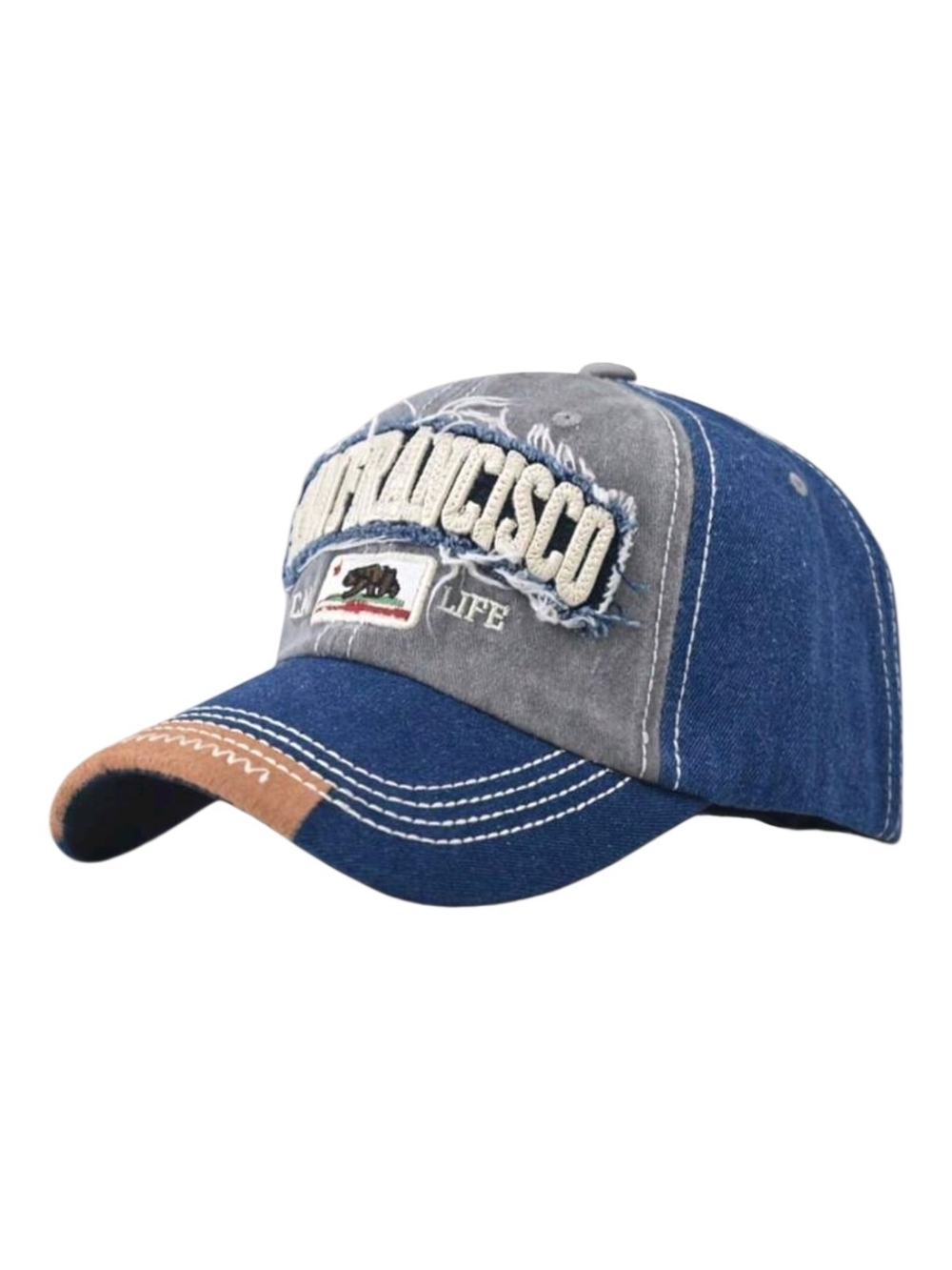 San Francisco Embroidered Denim Cap - Blue/Grey